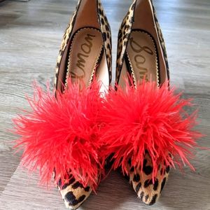 Cheetah heels with red puff